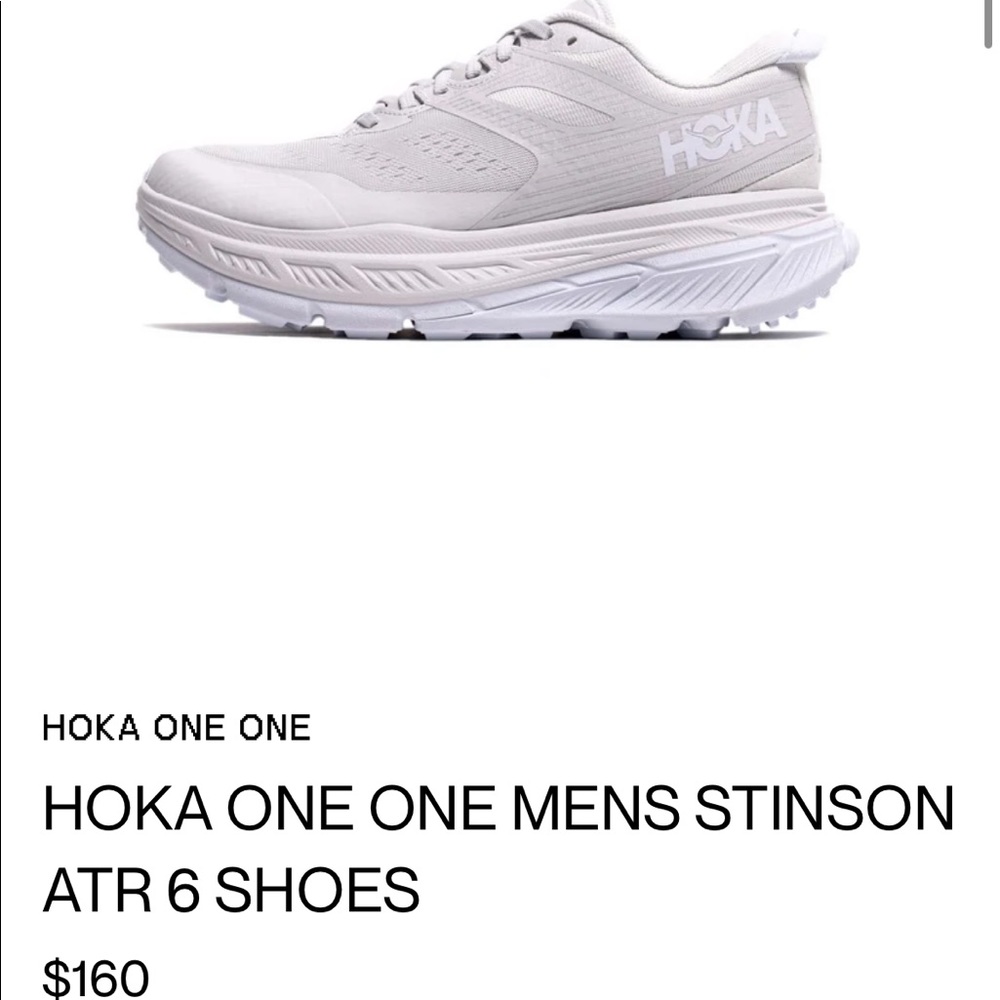 Mens Stinson ATR 6 Hoka Sz 8 NEW NEVER WORN